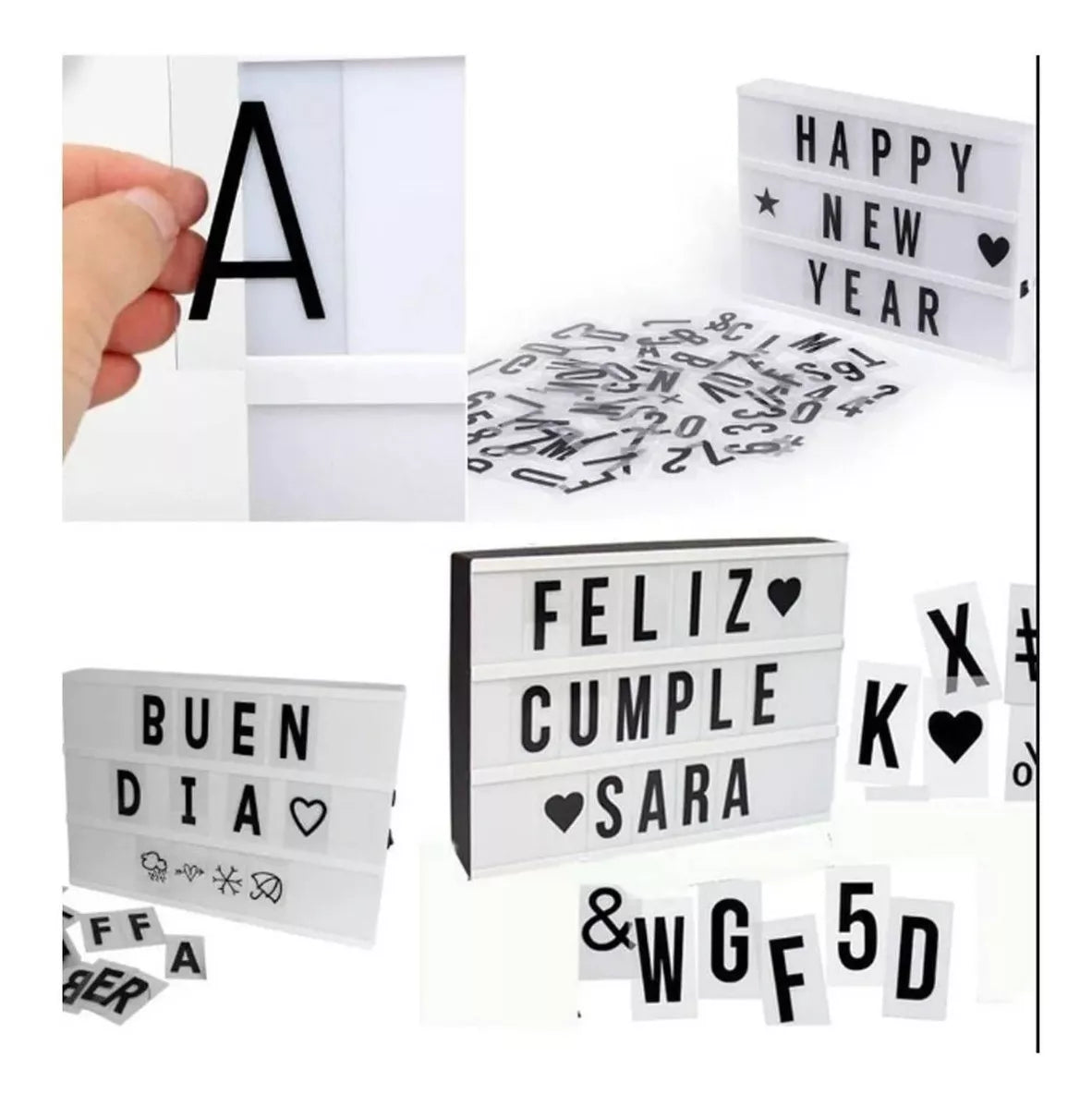 CARTEL DE LETRAS CON LUZ LED A4