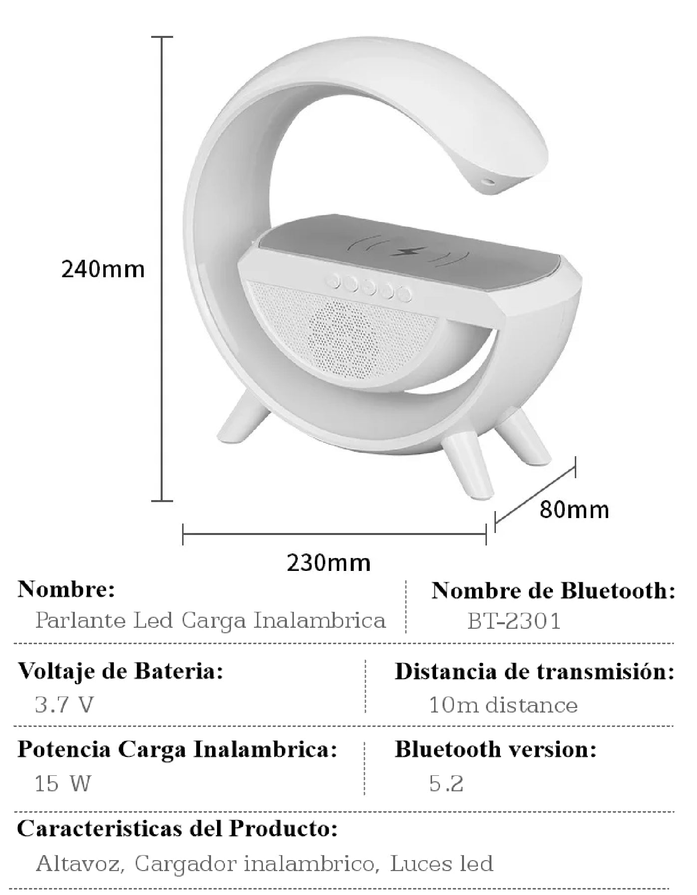 Lampara G Parlante Cargador inalambrico